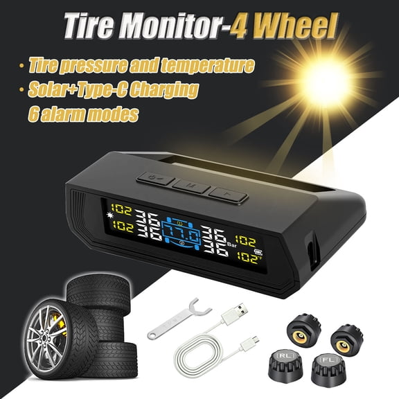 HMCYCI T17 TPMS for Cars SUVs and Pickups Real-Time Tire Pressure & Temperature Monitor