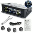 thumbnail image 1 of HMCYCI Tire Pressure Monitoring System RV TPMS,Solar Wireless TPMS with 4 Tire External Sensors Digital LCD Display RV Auto Security Alarm for Car RV Truck Trailer Tow Motorhome, 1 of 8