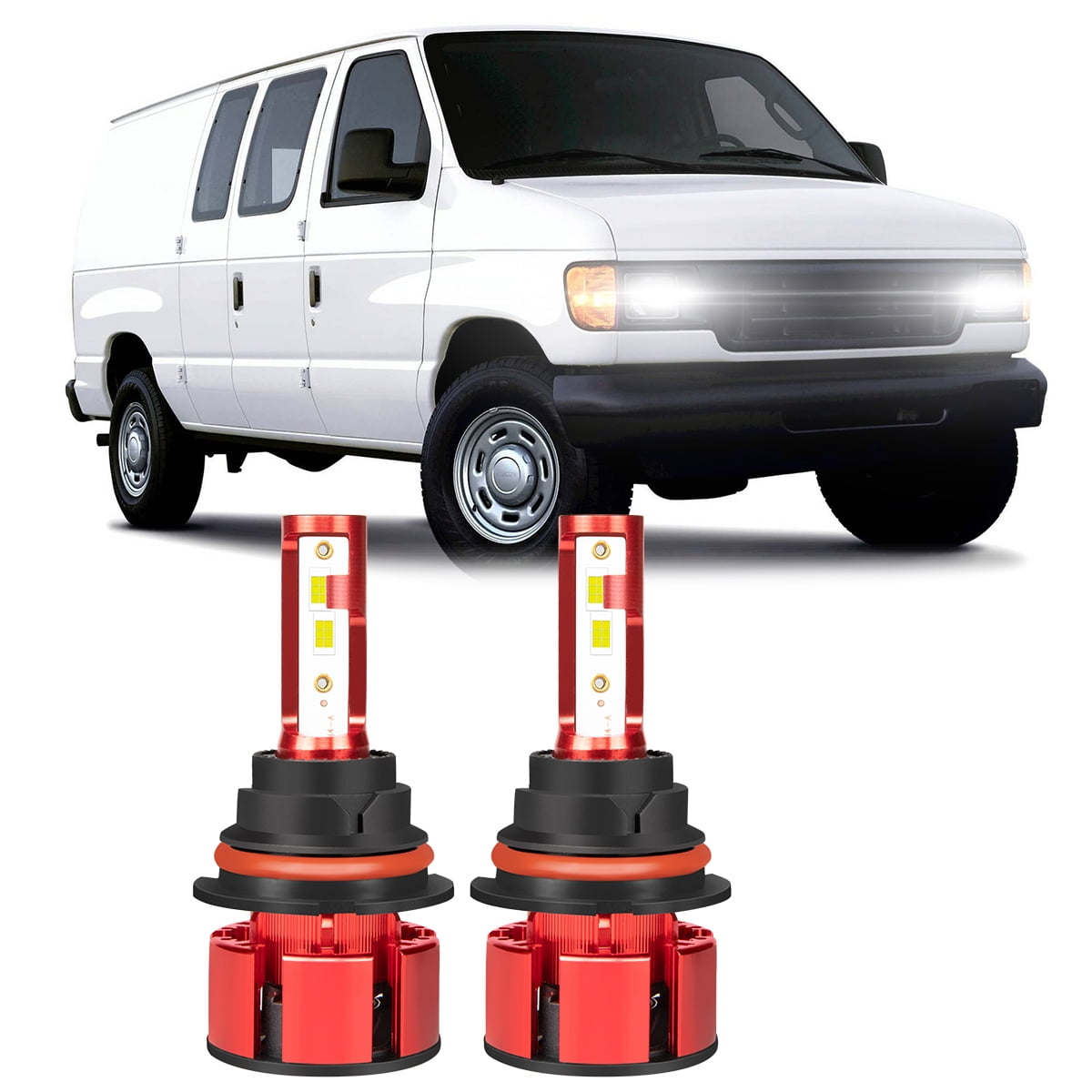 HMCYCI for Ford Econoline Van E250 E350 1992-2006 Led Headlights Bulbs High Low Beam,9004 Hb1 9007 Hb5,White,Z4