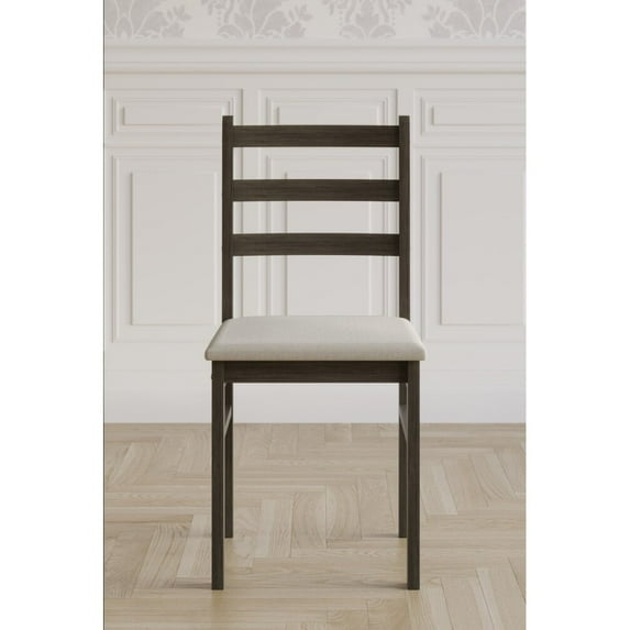 Home Design 5-Piece Milford Starter Modern Indoor Dining Set, Taupe, Rounded-edge table, Ladder-back chairs, Padded seats, Small-space friendly, Elegant design