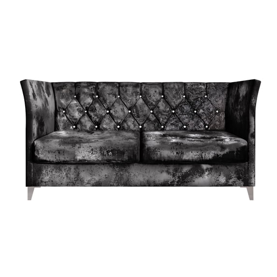 HMD Aliston Flared Arm 3-Seater Sofa, Shiny Black