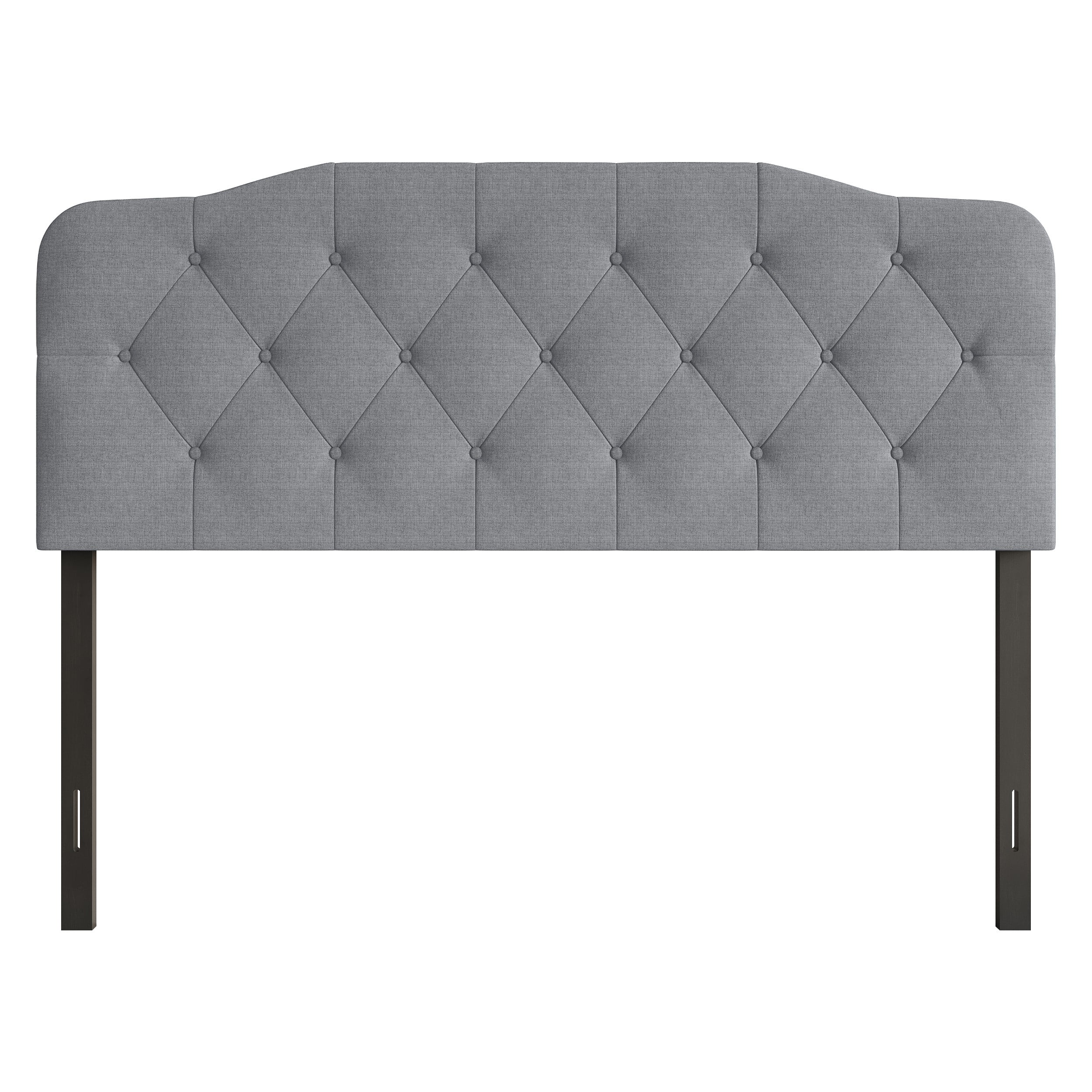 Home Design Angela King Button-Tufted Upholstered Headboard with Adjustable Height and Foam Padding, Grey, Easy assembly