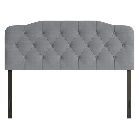 Home Design Angela Twin Button-Tufted Upholstered Headboard with Adjustable Height and Foam Padding, Grey, Easy assembly