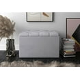 thumbnail image 1 of Home Design Arya Upholstered 30" Flip Top Storage Bench with Button Tufted Velvet Seat, Foam Padding, and Hidden Storage, Multi-Purpose Entryway or Bedroom Seating, Gray, 1 of 5