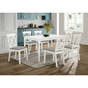 Home Design Beckley 7-Piece Dining Set, Gray/White, Rectangular Table, Cross-Back Cushioned Chairs, Modern Style, Durable Construction