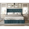 thumbnail image 1 of Home Design Billy Queen Tufted Upholstered Panel Bed Frame with Wingback Sides and Nailhead Trim, Denim Blue, Easy Assembly, 1 of 5