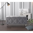 thumbnail image 1 of Home Design Bodhi Upholstered 42" Flip Top Storage Bench with Diamond Tufted Velvet Seat, Spacious Hidden Storage, and Multi-Purpose Rectangular Design for Bedroom or Living Room, Silver Gray, 1 of 5