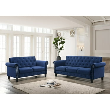 Home Design Casper Velvet Rolled Arm Loveseat