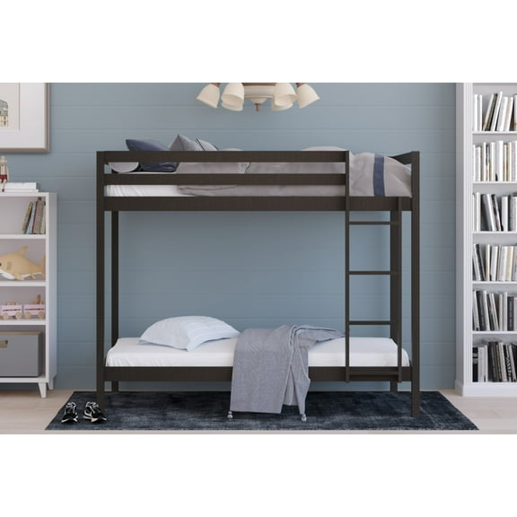 HMD Castine Twin Over Twin Solid Wood Standard Bunk Bed Box A, Taupe