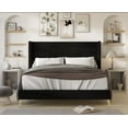 thumbnail image 1 of Home Design Chester Full Upholstered Platform Bed Frame with Wingback Headboard and Channel Tufting, Black, Easy Assembly, 1 of 7