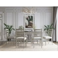 thumbnail image 1 of Home Design Cindy 7-Piece Dining Set with Rectangular Table and 6 Ladder-Back Upholstered Chairs, Warm Gray/Antique Gray, 1 of 9