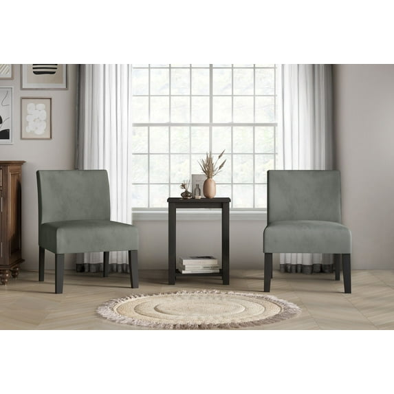Home Design Clovis Modern 3-Piece Accent Chairs With Tall End Table, Gray And Black