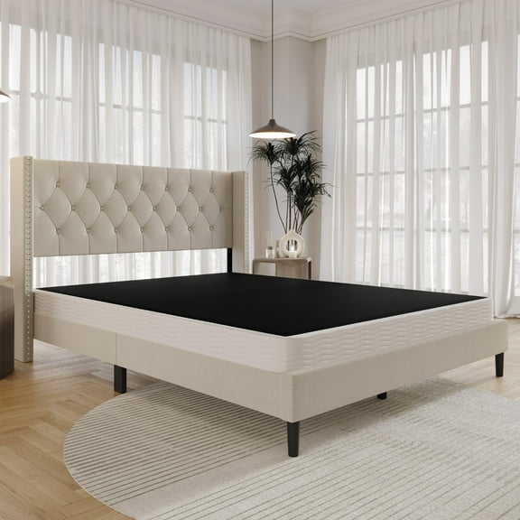 Home Design Concord Twin 5" Metal Box Spring with Strong Metal Slats, Black/White, Easy Assembly