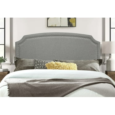 Home Design Cora Upholstered Twin Headboard With Nailhead Trim, Gray