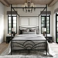 thumbnail image 1 of Home Design Denver Full Metal Canopy Bed Frame with Arched Headboard, Center Support Leg, Black, Easy Assembly, 1 of 11
