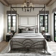 thumbnail image 1 of Home Design Denver Queen Metal Canopy Bed Frame with Arched Headboard, Center Support Leg, Brown, Easy Assembly, 1 of 10
