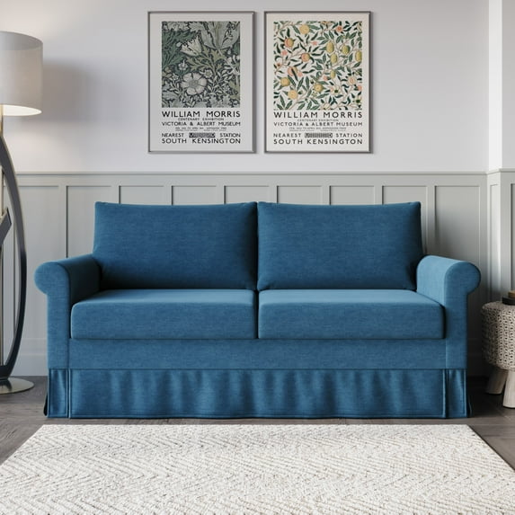 Home Design Devon Rolled Arm 3-Seater Sofa with Skirted Base and Rectangular Cushion Back, Traditional Upholstered Living Room Seating