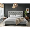 thumbnail image 1 of Home Design Dillon Twin Tufted Upholstered Panel Bed Frame with Button Tufting and Foam-Filled Headboard, Gray, Easy Assembly, 1 of 5