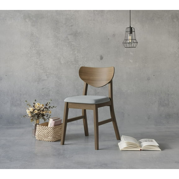 Home Design Easton Dining Chair (Set of 6), Curved-back design, Comfortable padded seat, Sturdy construction, Easy to clean, Gray/Brown