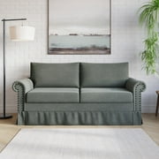 Home Design Emerson Rolled Arm 3-Seater Sofa, Upholstered with Nailhead Trim, Classic Gray Fabric