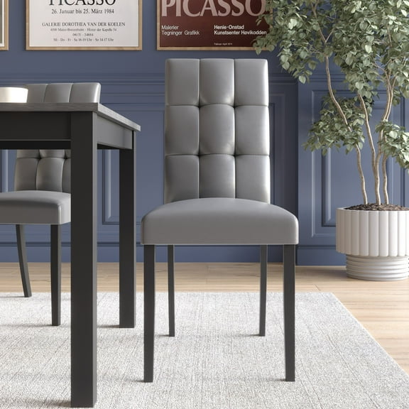 HMD Ethan Dining Chair (Set of 4), PU Gray/Black