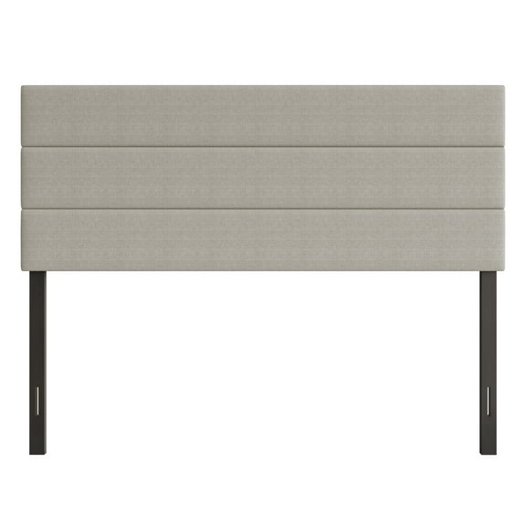 Home Design Etta Full Upholstered Headboard with Channel Tufting and Foam Padding, Warm Gray, Easy assembly