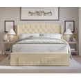 thumbnail image 1 of Home Design Fauna King Tufted Upholstered Storage Panel Bed Frame with Curved Wingback and Storage Drawer, Beige, Easy Assembly, 1 of 5