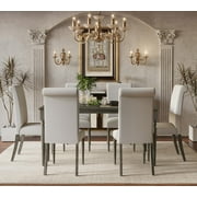 Home Design Franklin 7-Piece Dining Set, Warm Gray/Taupe, Rectangular table, High-back cushioned chairs, Classic turned legs, Comfortable seating, Durable construction