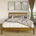 thumbnail image 1 of Home Design Fresno Queen Wood Platform Bed Frame with Open Slat Panel Headboard, Brown, Easy Assembly, 1 of 12