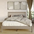 thumbnail image 1 of Home Design Fresno Twin Wood Platform Bed Frame with Open Slat Panel Headboard, Gray, Easy Assembly, 1 of 12