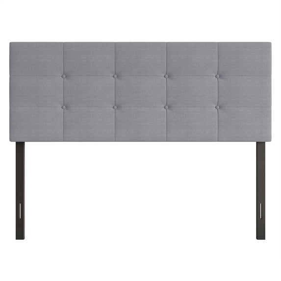 Home Design Gina Full Tufted Upholstered Headboard with Button Tufts and Adjustable Height, Gray, Easy assembly