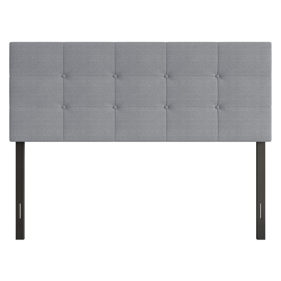 Home Design Gina Full Tufted Upholstered Headboard with Button Tufts and Adjustable Height, Gray, Easy assembly