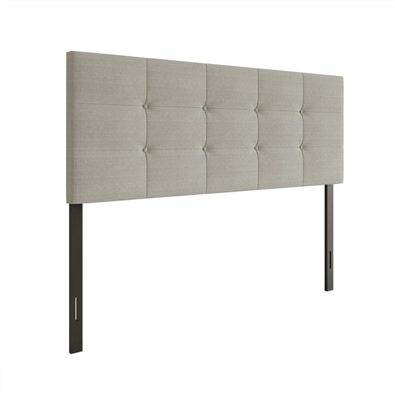 Home Design Gina Full Tufted Upholstered Headboard with Button Tufts and Adjustable Height, Warm Gray, Easy assembly