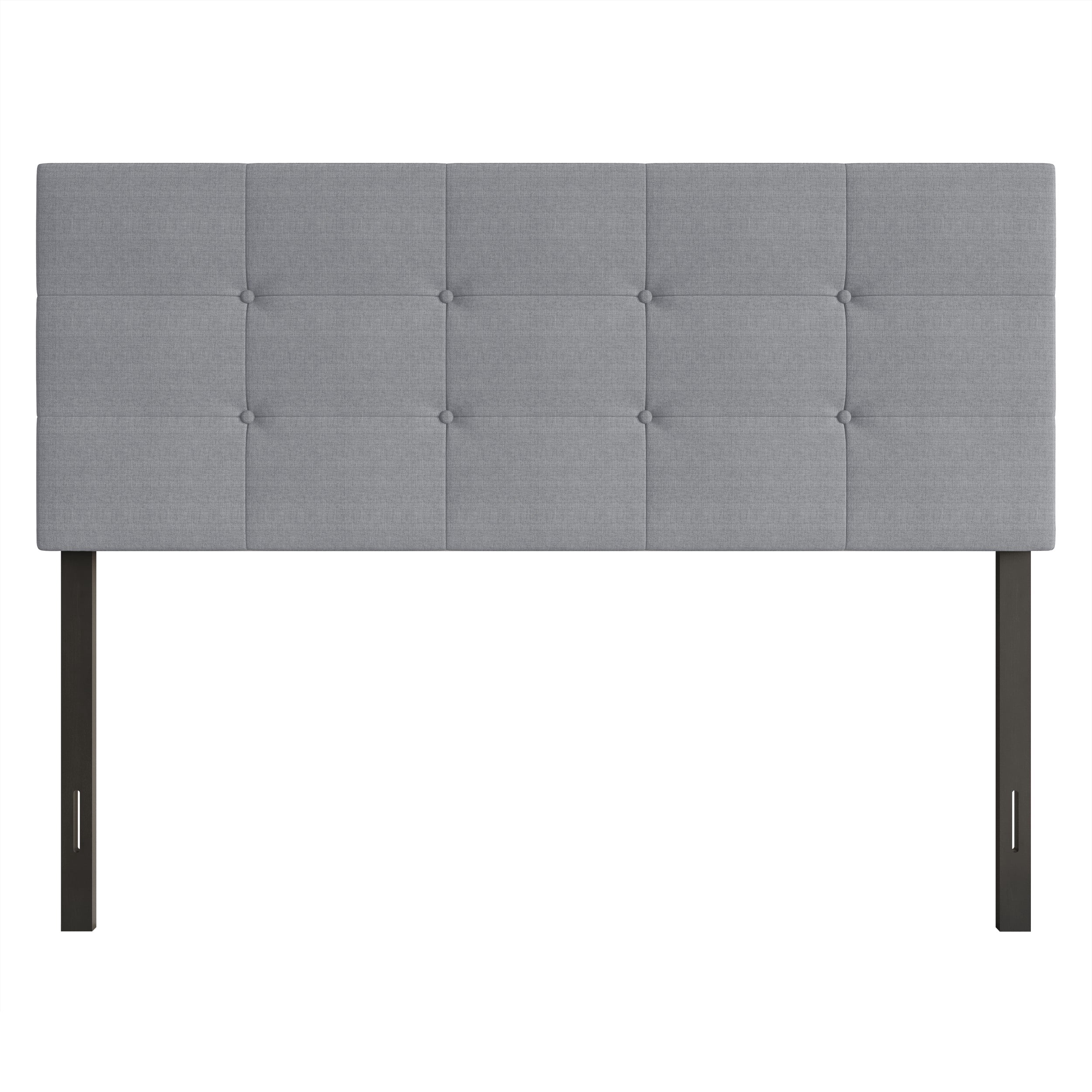 Home Design Gina Queen Tufted Upholstered Headboard with Button Tufts and Adjustable Height, Gray, Easy assembly