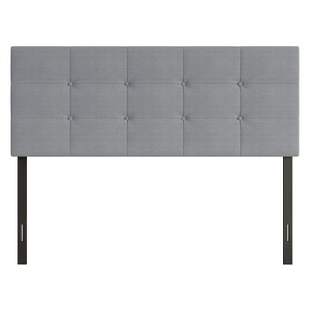 Home Design Gina Twin Tufted Upholstered Headboard with Button Tufts and Adjustable Height, Gray, Easy assembly