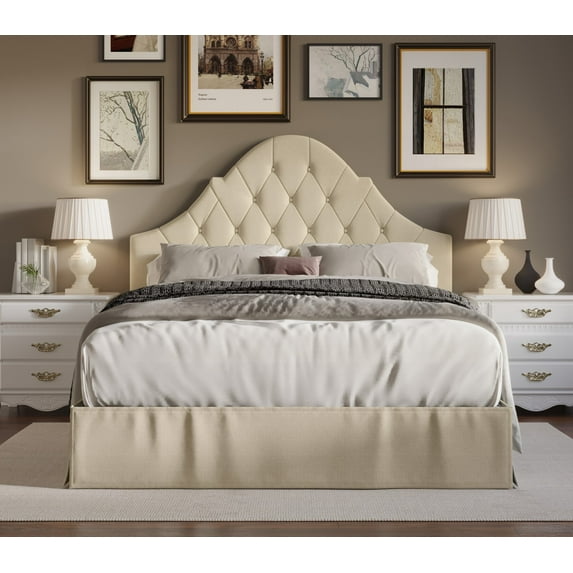HMD Isabella Queen Tufted Upholstered Panel Bed, Beige