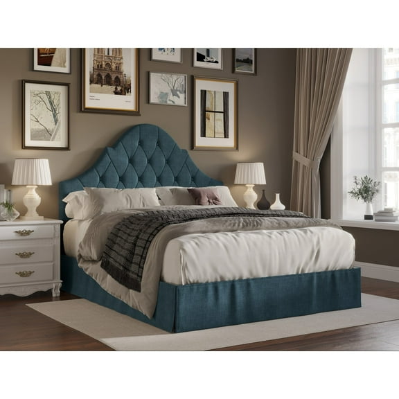 Home Design Isabella Tufted Upholstered Panel Bed Denim Blue - Twin
