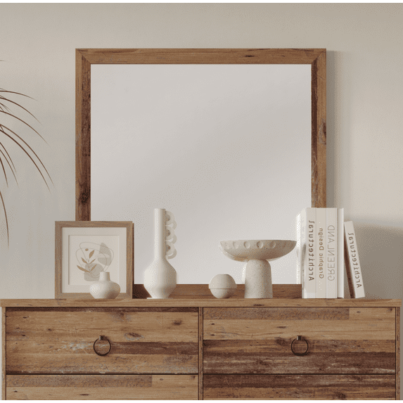 Home Design Jethro Mirror, Vintage Oak Finish, Bedroom or Entryway Décor