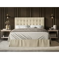 thumbnail image 1 of Home Design Larry King Tufted Upholstered Panel Bed Frame with Button Tufted Headboard and Bed Skirt, Beige, Easy Assembly, 1 of 5