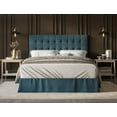 thumbnail image 1 of Home Design Larry Queen Tufted Upholstered Panel Bed Frame with Button Tufted Headboard and Bed Skirt, Denim Blue, Easy Assembly, 1 of 7