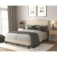 thumbnail image 1 of Home Design Manuel King Upholstered Platform Bed Frame with Nailhead Trim and Foam-Filled Headboard, Beige, Easy assembly, 1 of 6