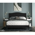 thumbnail image 1 of Home Design Manuel Twin Upholstered Platform Bed Frame with Nailhead Trim and Foam-Filled Headboard, Black, Easy assembly, 1 of 4