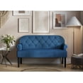 thumbnail image 1 of Home Design Margherita Rolled Arm Settee with Button-Tufted Back and Single Cushion Seat, Velvet Upholstery for Living Room, Modern Blue Design, 1 of 5