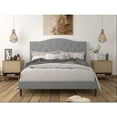 thumbnail image 1 of Home Design Mason Twin Upholstered Platform Bed with Button Tufted, Bed Frame with Curved Headboard for Adult, Gray, Easy Assembly, 1 of 6