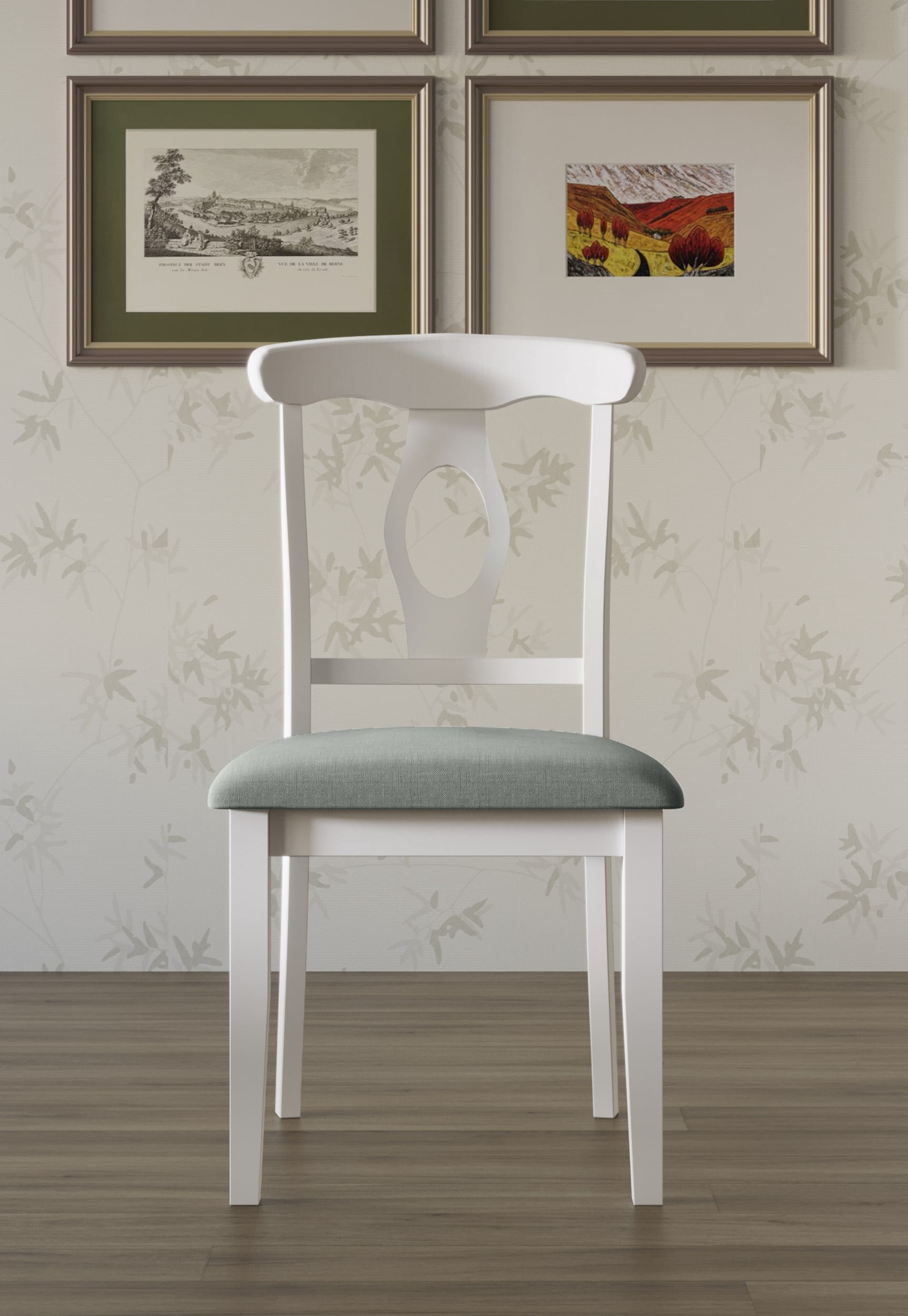 Home Design Olivia Dining Chair, Set of 4, Cushioned Seat, Mid-Century Modern Style, Gray/White