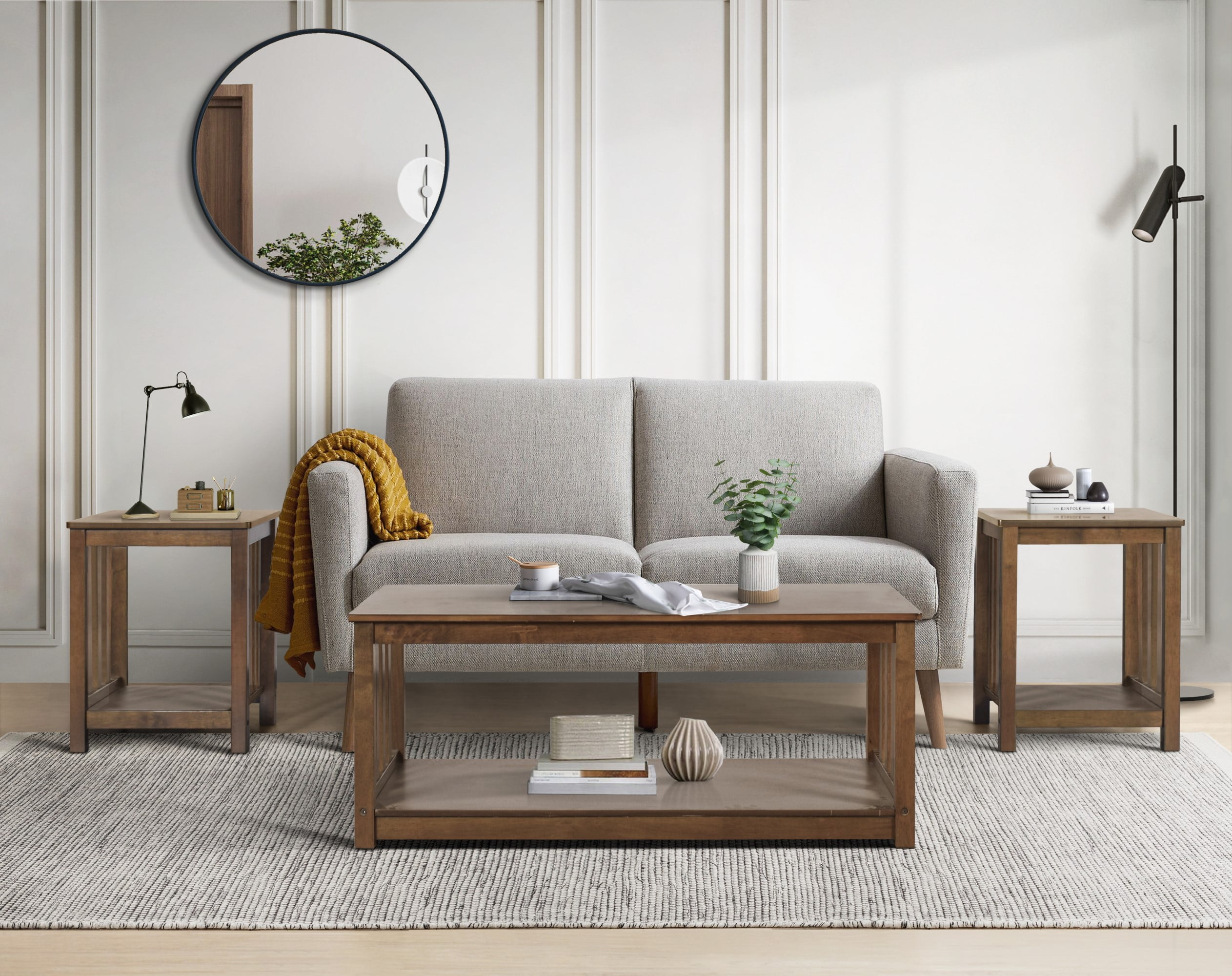 Ottawa Brown Woodgrain 3-Piece Coffee Table and End Table Set