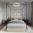 thumbnail image 1 of Home Design Passaic Full Upholstered Metal Storage Canopy Bed Frame with Vertical-Channel Tufted Headboard and Four Under-Bed Drawers, Beige, Easy Assembly, 1 of 12