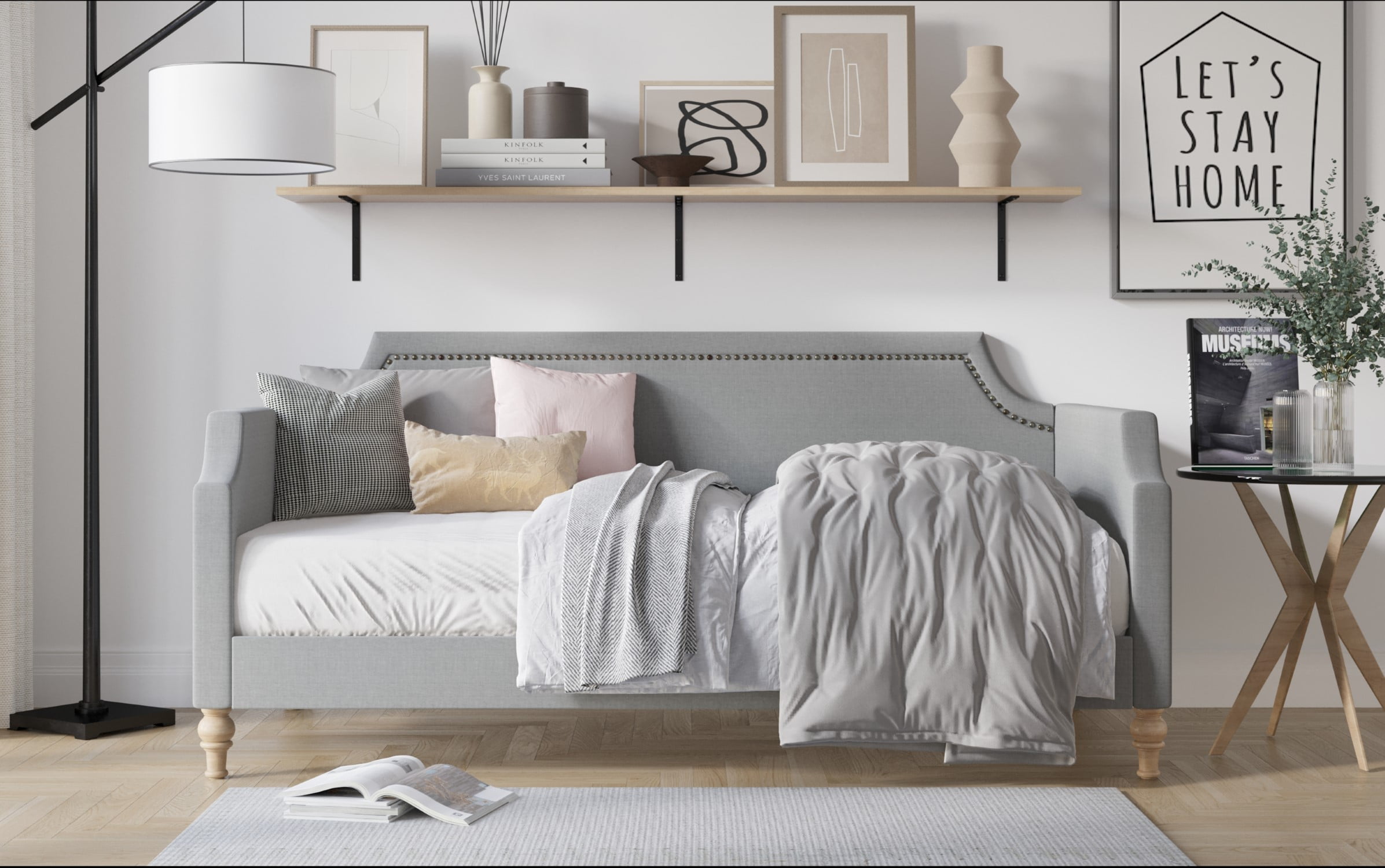 HMD Pita Upholstered Twin Daybed, Gray