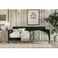 thumbnail image 1 of Home Design Sutton Twin Daybed with Upholstered Frame, Square Arms, Nailhead Trim, Comfortable Polyester Fabric, Stylish Seating and Sleeping Solution, Black, 1 of 4