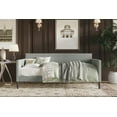 thumbnail image 1 of Home Design Sutton Twin Daybed with Upholstered Frame, Square Arms, Nailhead Trim, Comfortable Polyester Fabric, Stylish Seating and Sleeping Solution, Gray, 1 of 5